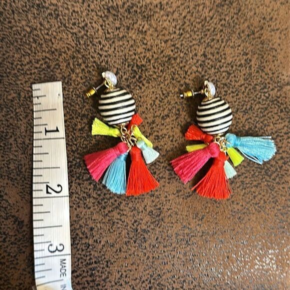 BAUBLEBAR PARTY EARRINGS TASSELS FRINGE DANGLE PIÑATA STRIPES VIBRANT COLORFUL - Picture 8 of 8